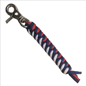 Braided Paracord Keychain with Clip - Red, Blue, and White